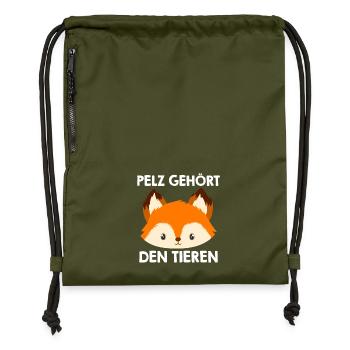 Tierschutz PELZ GEHÖRT TIEREN Lustiges - Turnbeutel aus Recycling-Material - military Green - Vorne