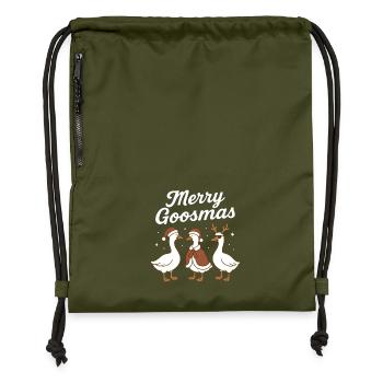 Weihnachtsgans Frohe Gänse Lustige Weihnachten - Turnbeutel aus Recycling-Material - military Green - Vorne