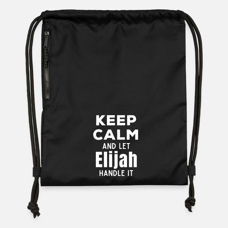 Restez calme Laissez Elijah le réparer Drôle de dicton - Sac à cordon en polyester recyclé - noir