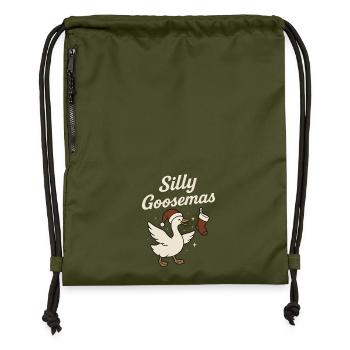 Silly Goosmas Goose Christmas Funny Santa - Gymsac made from recycled material - military green - Front