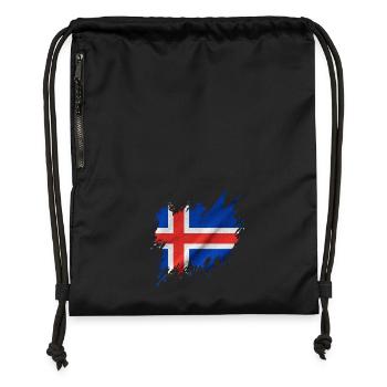 Island-Flagge, zerrissen Stil - Turnbeutel aus Recycling-Material - Schwarz - Vorne