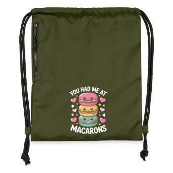 Macaron French Desserts - Gymsac made from recycled material - military green - Front
