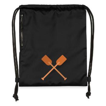 Nautic Design Crossed Oars Emblem Rowing Paddles - Gymsac made from recycled material - black - Front