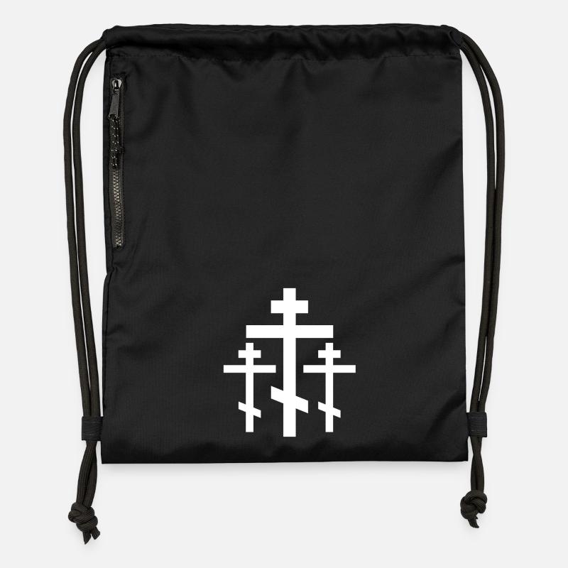 Silhouette à trois croix - Sac à cordon en polyester recyclé - noir