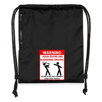 Avertissement sécurité t - Sac à cordon en polyester recyclé - noir - Devant
