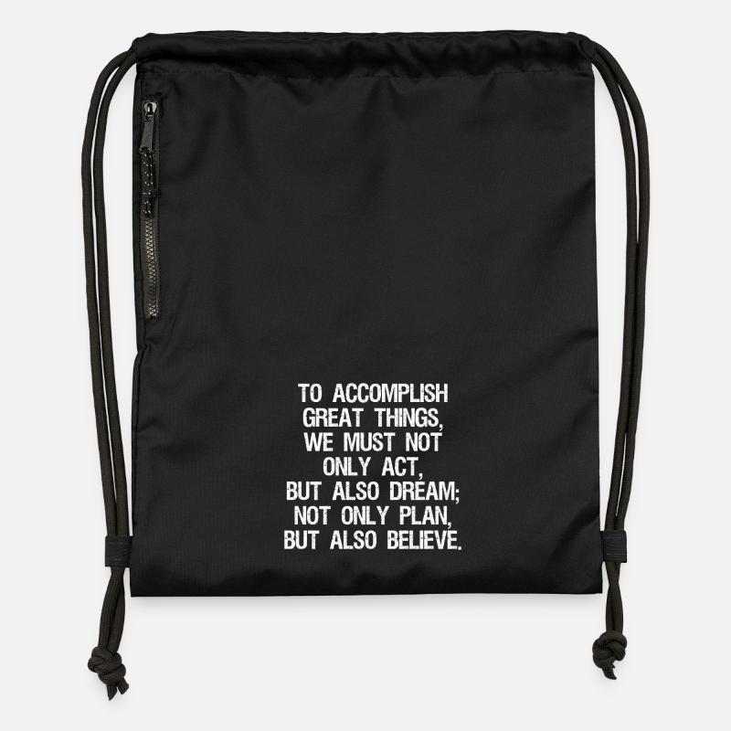 Pour accomplir de grandes choses, nous ne devons pas seulement agir - Sac à cordon en polyester recyclé - noir