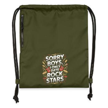 Festival Sorry Boys I Only Date Rock Stars Groupie - Gymsac made from recycled material - military green - Front
