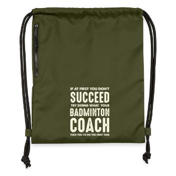 If You Fail Follow the Badminton Coach - Gymsac made from recycled material - military green - Front
