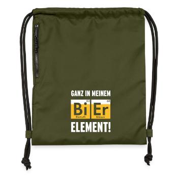 Complètement dans mon élément de bière - Sac à cordon en polyester recyclé - military green - Devant