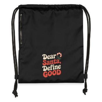 Dear Santa, Define Good – Weihnachtshumor - Turnbeutel aus Recycling-Material - Schwarz - Vorne