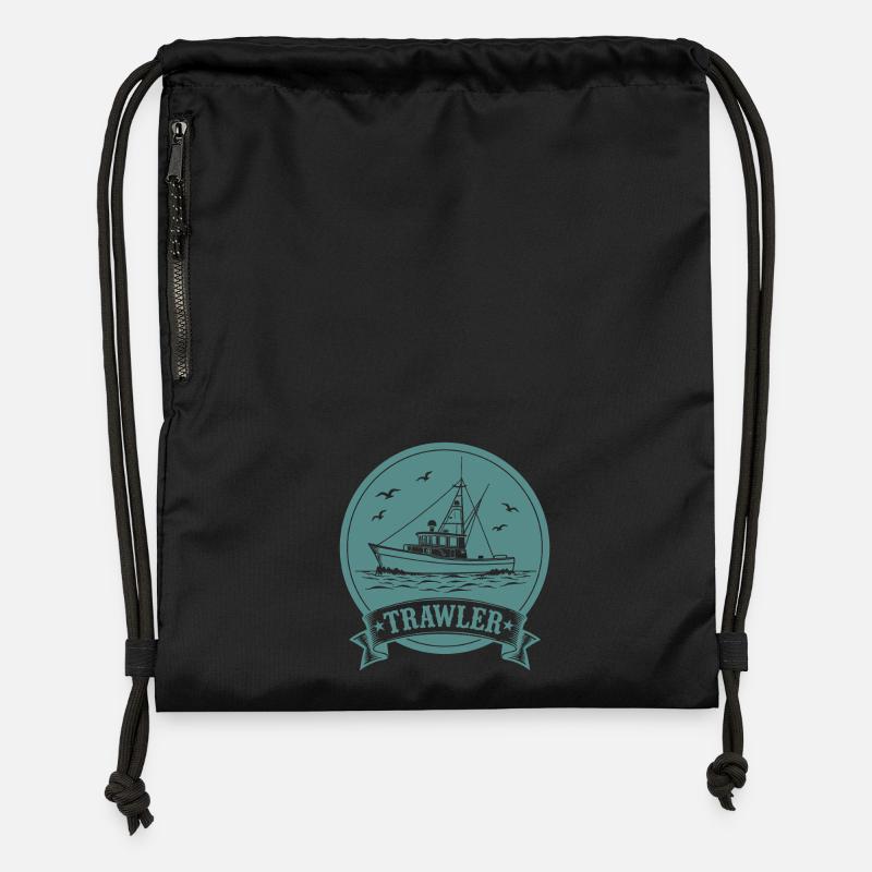 Chalutier de pêche Ahoy Maritim - Sac à cordon en polyester recyclé - noir