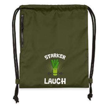 Haltérophile STRONG LEEK Drôle - Sac à cordon en polyester recyclé - military green - Devant
