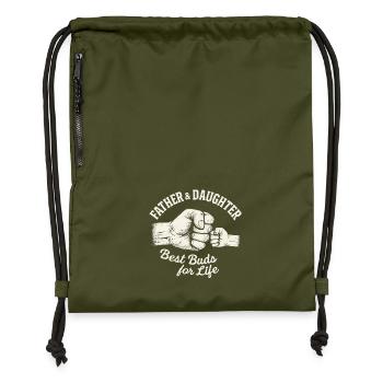 Father Daughter Fist Bump – Best Friends Forever - Gymsac made from recycled material - military green - Front