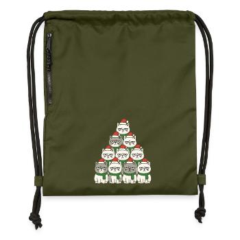 Grumpy Christmas Cats – Lustiges Katzen - Gymsac made from recycled material - military green - Front