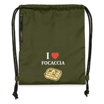 I Love Focaccia Illustration Bread - Gymsac made from recycled material - military green - Front