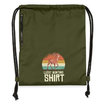 Chemise rétro cerf coucher de soleil - Sac à cordon en polyester recyclé - military green - Devant
