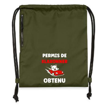 jeune permis, jeune conducteur, permis de conduire - Sac à cordon en polyester recyclé - military green - Devant