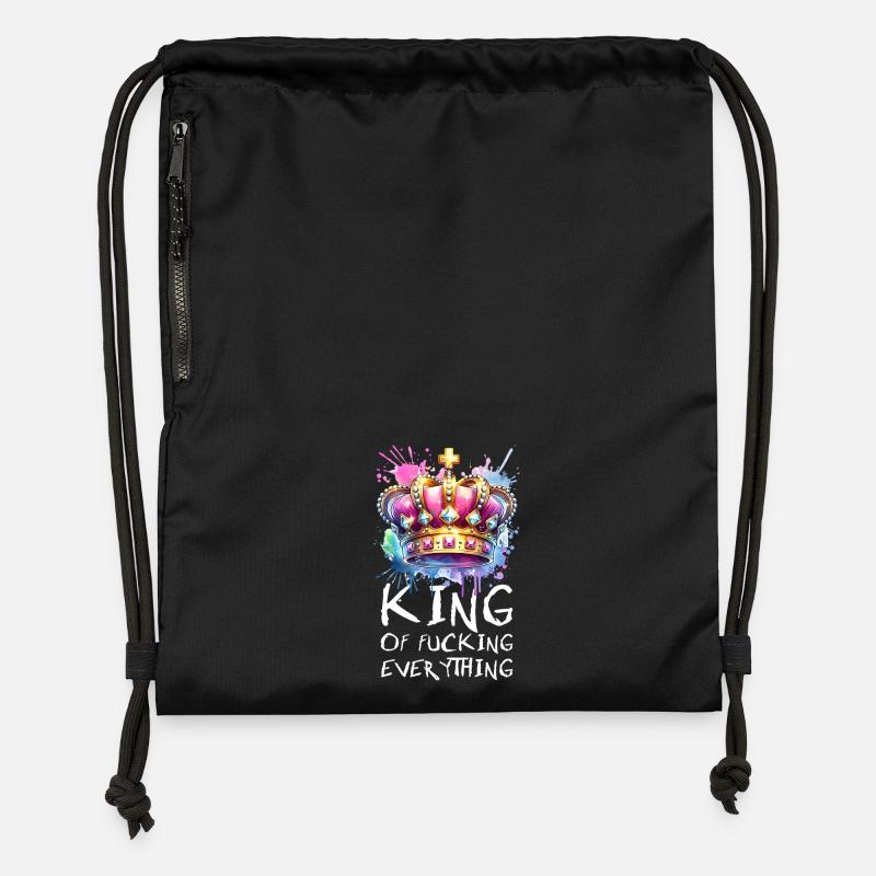 Le roi de tout avec de l’attitude et du style - Sac à cordon en polyester recyclé - noir