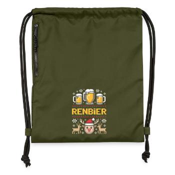 Ugly Sweater Weihnachtsbier Rentier Trio - Turnbeutel aus Recycling-Material - military Green - Vorne