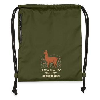 Cottagecore Lama Ästhetisches Süßes Nutztier - Turnbeutel aus Recycling-Material - military Green - Vorne