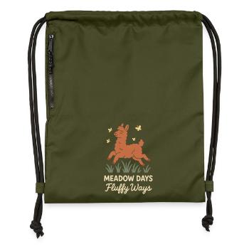 Cottagecore Lama Ästhetisches Süßes Nutztier - Turnbeutel aus Recycling-Material - military Green - Vorne