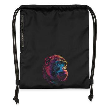 Neon Psychedelischer Affe - Turnbeutel aus Recycling-Material - Schwarz - Vorne
