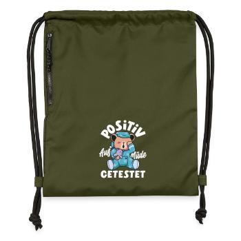 Positiv auf Müde getestet Bär Humor - Turnbeutel aus Recycling-Material - military Green - Vorne