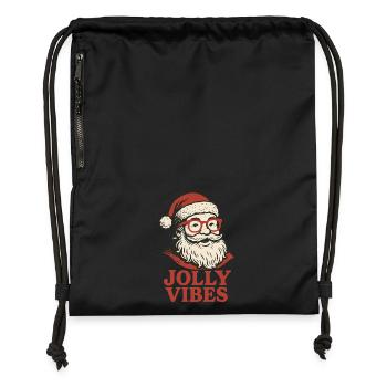 Santa Jolly Vibes Weihnachtsspaß - Turnbeutel aus Recycling-Material - Schwarz - Vorne