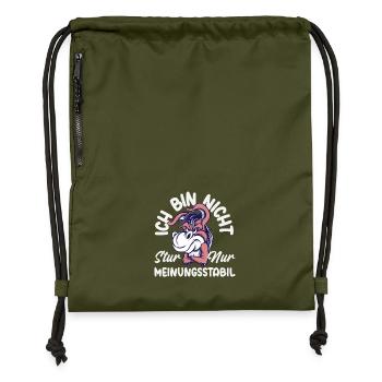 Not stubborn, just stable in opinion - Gymsac made from recycled material - military green - Front