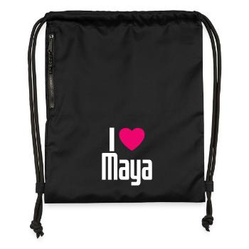 I Love Maya Pinkes Herz Ich liebe Maya - Turnbeutel aus Recycling-Material - military Green - Vorne