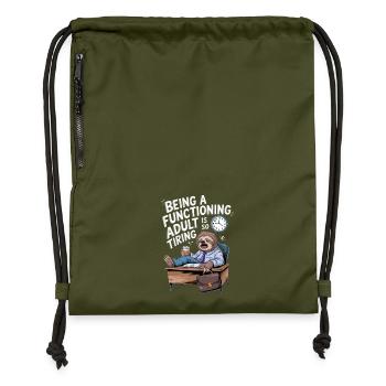  Erwachsensein Ist So Ermüdend Und Anstrengend - Turnbeutel aus Recycling-Material - military Green - Vorne