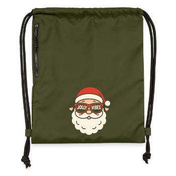 Jolly Vibes Weihnachtsmann Familie Weihnachtsspaß - Turnbeutel aus Recycling-Material - military Green - Vorne