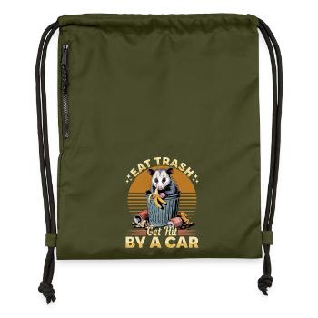 Funny Opossum - Gymsac made from recycled material - military green - Front