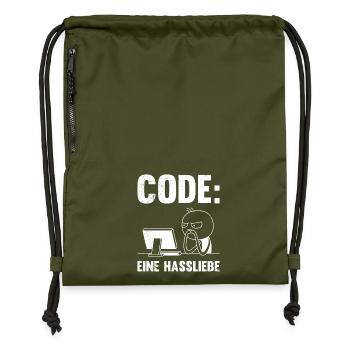 Coder CODE A LOVE-HATE RELATIONSHIP FUNNY - Gymsac made from recycled material - military green - Front