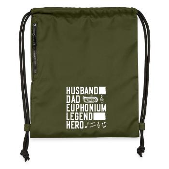 Baritone Player Husband Dad Legend Hero Euphonium - Gymsac made from recycled material - military green - Front