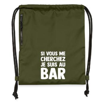 Humour Bar Bistrot Apéro Beauf Alcoolique Drôle - Sac à cordon en polyester recyclé - military green - Devant