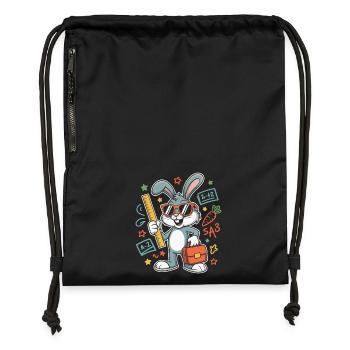 Lernbunny Schulabenteuer mit Brille - Turnbeutel aus Recycling-Material - military Green - Vorne
