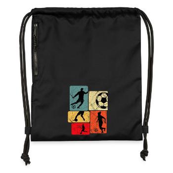 Retro Silhouette Fußball Muster - Turnbeutel aus Recycling-Material - Schwarz - Vorne