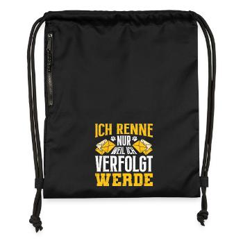 Postbote ICH RENNE NUR WENN ICH VERFOLGT WERDE - Turnbeutel aus Recycling-Material - Schwarz - Vorne