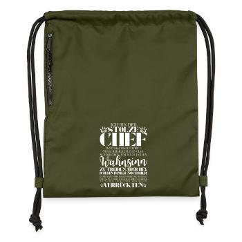 Le patron de cette bande de fous – Drôle de dicto - Sac à cordon en polyester recyclé - military green - Devant