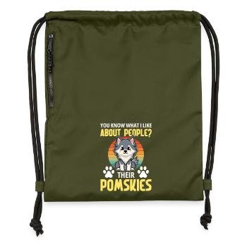 Pomsky Hundeliebhaber Leckerlis Geschirr Pomsky ausgestopft - Turnbeutel aus Recycling-Material - military Green - Vorne