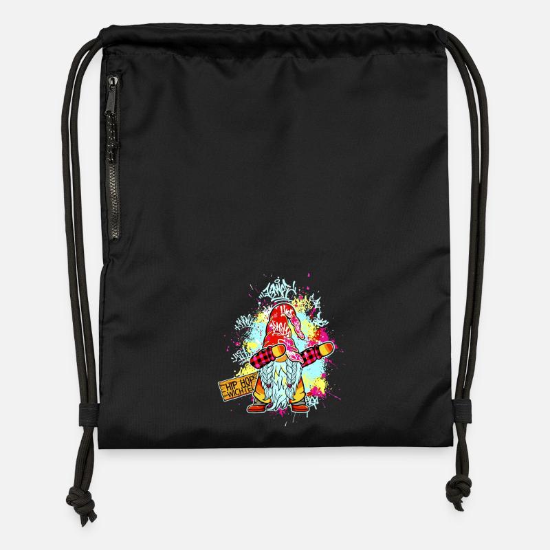 HIP HOP WICK Dab Graffiti Rap Musique de Noël Équipe - Sac à cordon en polyester recyclé - noir