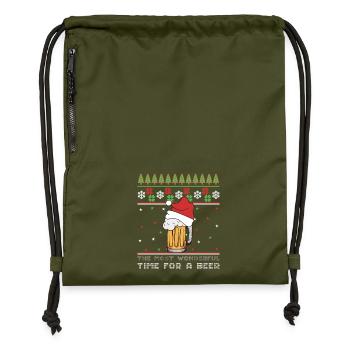 Weihnachtsbier Hässlicher Pullover Weihnachtsalkohol Hässlicher Aperitif - Turnbeutel aus Recycling-Material - military Green - Vorne