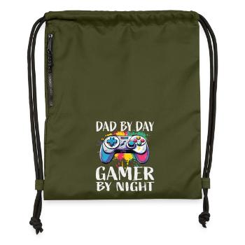Papa le jour, joueur le soir - Sac à cordon en polyester recyclé - military green - Devant