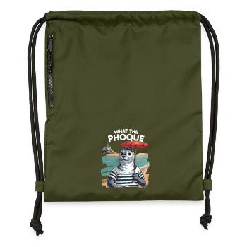 What the Phoque Normandy Regional Humor Pride - Gymsac made from recycled material - military green - Front