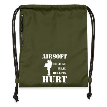 Airsoft Truth: Real Bullets Hurt - Gymsac made from recycled material - military green - Front