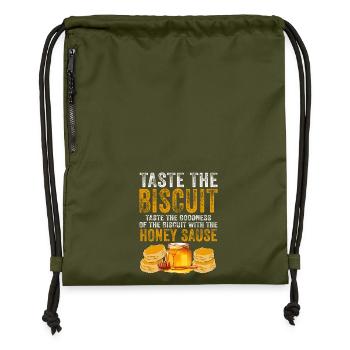 Probieren Sie den Keks mit Honigsauce - Turnbeutel aus Recycling-Material - military Green - Vorne