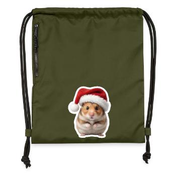 Suesser Hamster - Suesse Weihnachten  - Turnbeutel aus Recycling-Material - military Green - Vorne