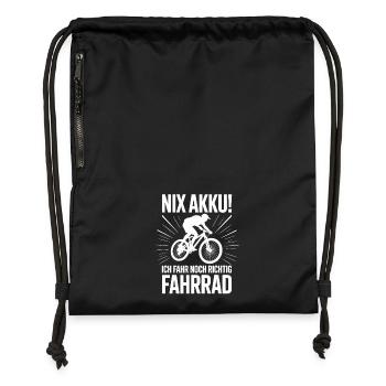  Nix Akku Ich Fahr Noch Richtig Fahrrad - Turnbeutel aus Recycling-Material - Schwarz - Vorne