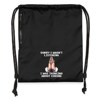 Funny Programmer Meme - Gymsac made from recycled material - military green - Front